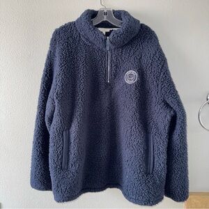 Ivory Ella Navy Blue Quarter Zip Pull Over Sherpa Fleece Womens Size XXL